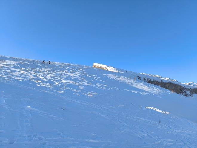 Starting on a tour in snow