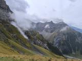 Cloudy view from the pass to the surrounding landscape